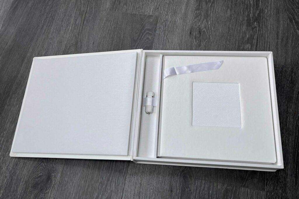 A white box with a photo inside.