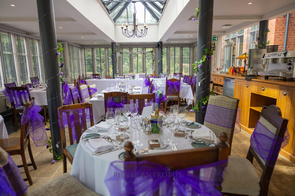 Oakfield conservatory Chester dressed for wedding ceremony.