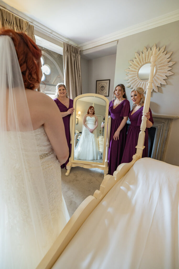 Bride reveal at Soughton Hall Wales