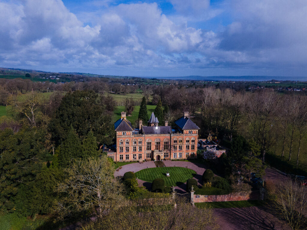 Drone photograph of Soughton Hall
