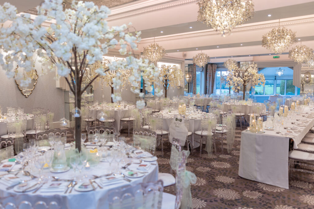 Cristal Suite Thornton Hall dressed for a wedding reception.